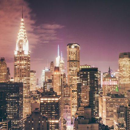 New York City Skyline and Chrysler Building – Night – Facing West-L